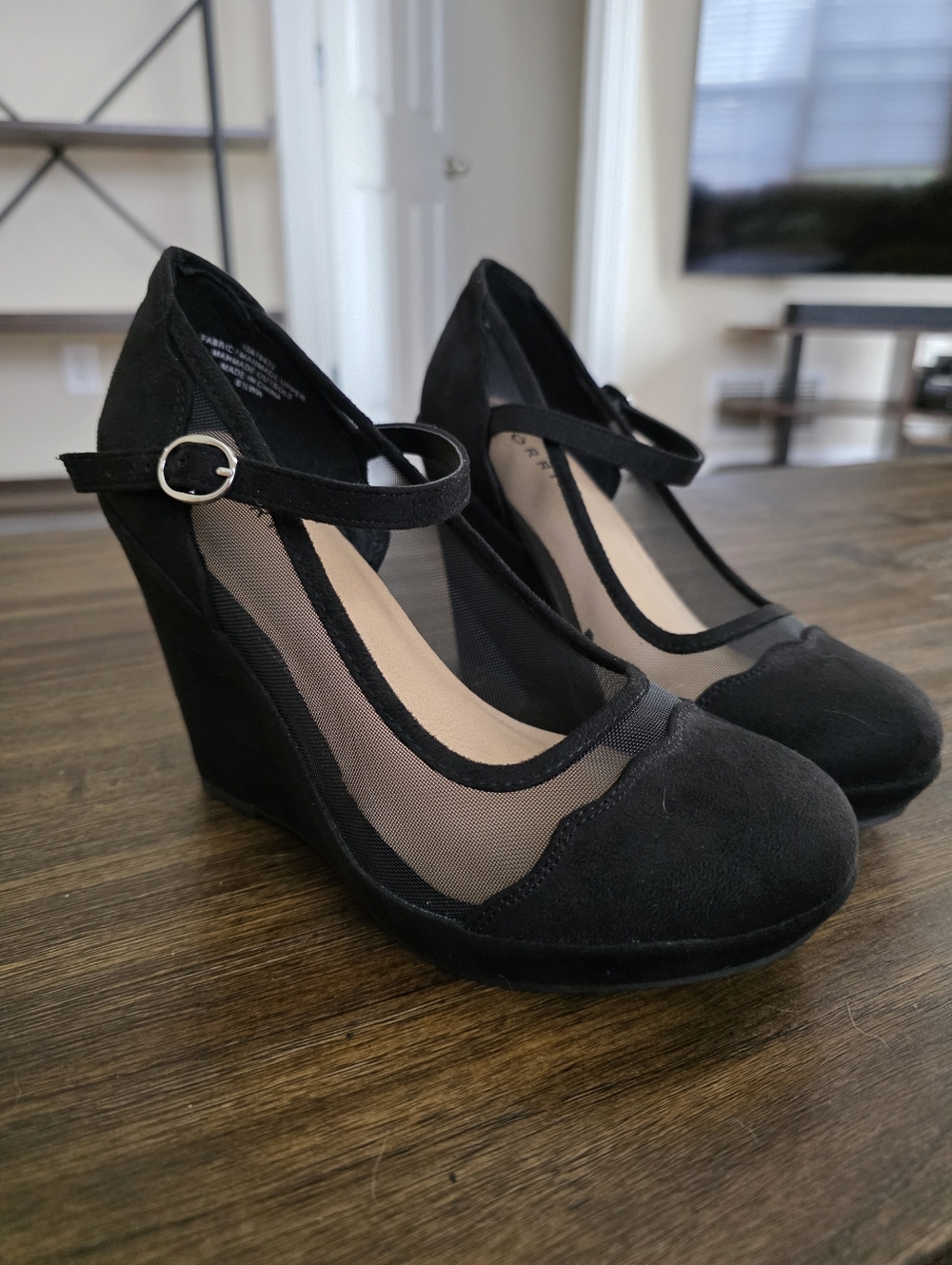 TORRID Black Sexy Mesh Mary Jane Wedge Heels